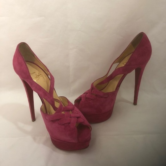 Suede Crisscross Peep Toe Slingback Pump (EUR 38) - Picture 2 of 4